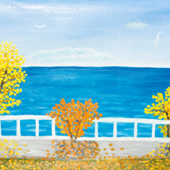 Pintura intitulada "Autumn on sea 2" por Irina Afonskaya, Obras de arte originais, Óleo