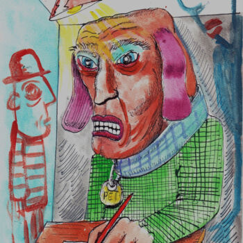 Dessin intitulée "Plutonium en vacanc…" par Patrick Jannin, Œuvre d'art originale, Encre