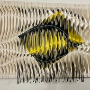 Painting titled "Tableau texturé con…" by Yasmina Kijek, Original Artwork, Textile fiber Mounted on Wood Stretcher frame