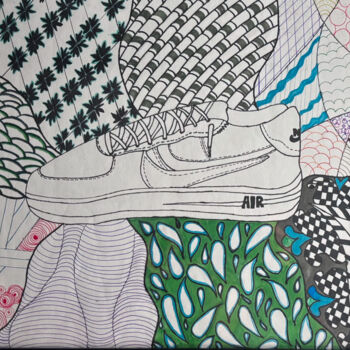 Dessin intitulée "Force of Art" par Jaspreet Kaur, Œuvre d'art originale, Stylo gel