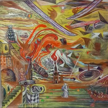 Pittura intitolato "Ο κώδικας των σαμου…" da Nikos Nikolaides, Opera d'arte originale, Olio