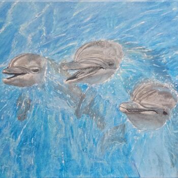 Peinture intitulée "Blue Océan" par Grinhilda Szendy, Œuvre d'art originale, Acrylique Monté sur Châssis en bois