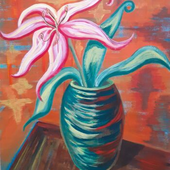 Peinture intitulée "La Valse du Lys rose" par Aurélie Sarrazin, Œuvre d'art originale, Acrylique