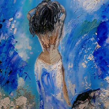 Painting titled "Sapphire Waves" by Alexandra Roberts, Original Artwork, Acrylic