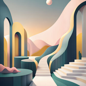 Digital Arts με τίτλο "Ethereal Pathways" από Miguel Bruzual, Αυθεντικά έργα τέχνης, Ψηφιακή ζωγραφική