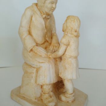 Sculpture titled "grand'mere et petit…" by André Saunier, Original Artwork, Clay