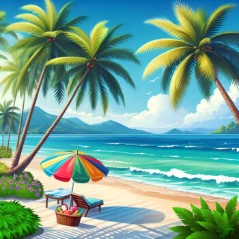Цифровое искусство под названием "Sea beach" - Sergei Tiurenkov, Подлинное произведение искусства, 2D Цифровая Работа Устано…