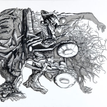 图画 标题为“Le major” 由Bruno Sentier (Assemblages), 原创艺术品, 墨
