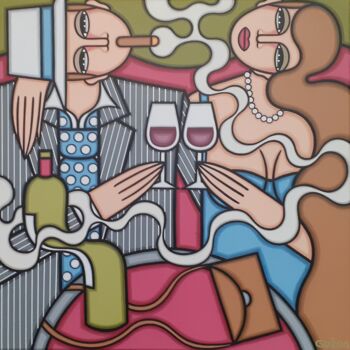 Peinture intitulée "LE RENDEZ-VOUS ..." par Guena, Œuvre d'art originale, Acrylique Monté sur Châssis en bois