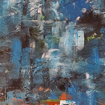 Painting titled "Lumière dans la vil…" by Eve Paradowski, Original Artwork, Acrylic Mounted on Wood Stretcher frame