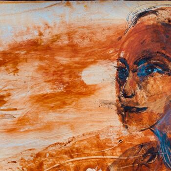 Malerei mit dem Titel "Visage sanguine" von Tristan Soler, Original-Kunstwerk, Acryl Auf Karton montiert