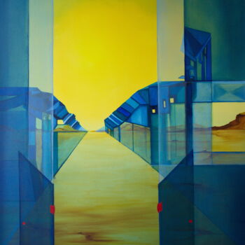 Malerei mit dem Titel "Look into the future" von Ulla M. Neuhaus, Original-Kunstwerk, Öl Auf Keilrahmen aus Holz montiert