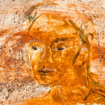 Malerei mit dem Titel "Visage/tempête" von Tristan Soler, Original-Kunstwerk, Acryl Auf Karton montiert