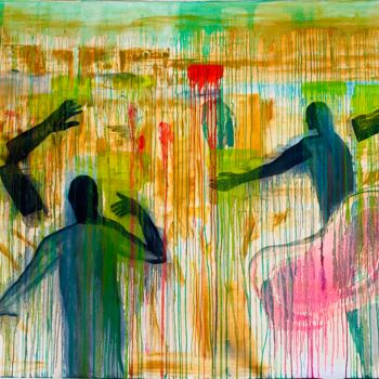 Malerei mit dem Titel "Rain people" von Tristan Soler, Original-Kunstwerk, Öl