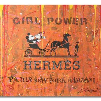Painting titled "Hermes Girl Power" by Gardani, Original Artwork, Acrylic Mounted on Wood Stretcher frame