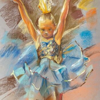 Malerei mit dem Titel "Dancing Girl" von July Kinart, Original-Kunstwerk, Pastell