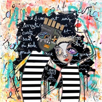 Peinture intitulée "Aimer est une Avent…" par Roger.M, Œuvre d'art originale, Acrylique Monté sur Châssis en bois