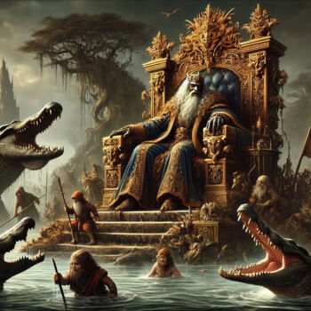 Digital Arts με τίτλο "The Swamp Sovereign…" από Alberto Capitani, Αυθεντικά έργα τέχνης, Εικόνα που δημιουργήθηκε με AI