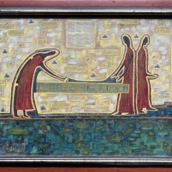 Painting titled "The Law of Life." by Yuliya Pochynok (JJ Julia), Original Artwork, Tempera Mounted on Wood Stretcher frame