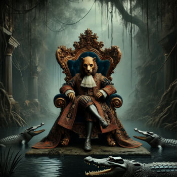 제목이 "The Jungle Throne:…"인 디지털 아트 Alberto Capitani로, 원작, AI 생성 이미지