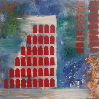 "Colosseo Quadrato" başlıklı Tablo A Wibaa tarafından, Orijinal sanat, Petrol Ahşap Sedye çerçevesi üzerine monte edilmiş