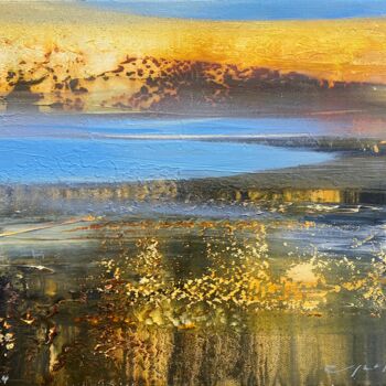 Painting titled "Meditative place." by Katsiaryna Sumarava, Original Artwork, Oil Mounted on Wood Stretcher frame
