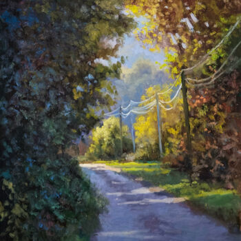 Painting titled "Chemin de Valensibe…" by Pascal Giroud, Original Artwork, Oil Mounted on Wood Panel