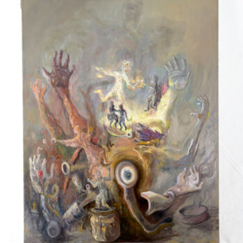 绘画 标题为“L'expert” 由Bruno Sentier (Assemblages), 原创艺术品, 彩画 安装在木质担架架上