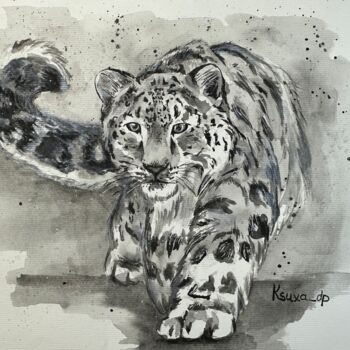 图画 标题为“Snow leopard” 由Oksana Chebotarova, 原创艺术品, 水彩