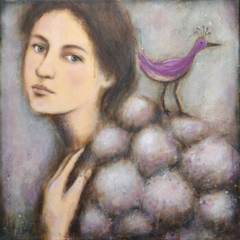 Painting titled ""Carapace"" by Isabelle Milloz, Original Artwork, Acrylic Mounted on Wood Stretcher frame