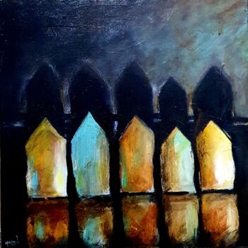 Peinture intitulée "Les 5 - Version 1"" par Yann Laurent, Œuvre d'art originale, Huile