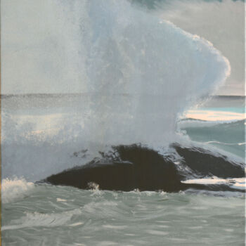 Painting titled "Vague d'écume" by Jacques Maupas, Original Artwork, Oil Mounted on Wood Stretcher frame