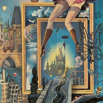Painting titled "Via ad sacramentum" by Rinetta Feliz, Original Artwork, Oil Mounted on Wood Stretcher frame
