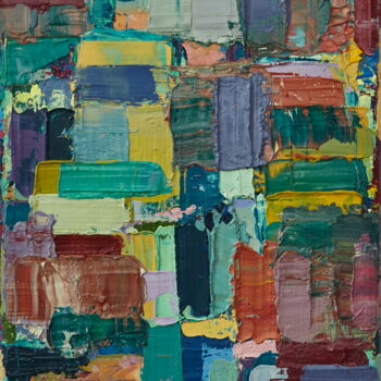 Ζωγραφική με τίτλο "Rectangles 8" από Simon Findlay, Αυθεντικά έργα τέχνης, Λάδι
