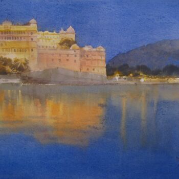 Painting titled "Royal Nights, Udaip…" by Bhargavkumar Kulkarni, Original Artwork, Watercolor