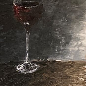 Painting titled "Verre de vin bois e…" by Petrusnp (Pierre Trarieux), Original Artwork, Acrylic Mounted on Wood Stretcher fr…
