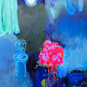 Painting titled "Cosmos" by Rebecca De Figueiredo, Original Artwork, Oil Mounted on Wood Stretcher frame