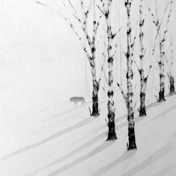 Εκτυπώσεις & Χαρακτικά με τίτλο "Birches III" από Davide Capriata, Αυθεντικά έργα τέχνης, Screenprinting