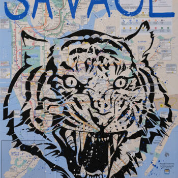 Peinture intitulée "Tiger" par Tømføx, Œuvre d'art originale, Acrylique