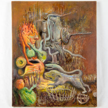 绘画 标题为“L'abolition des cag…” 由Bruno Sentier (Assemblages), 原创艺术品, 彩画 安装在木质担架架上
