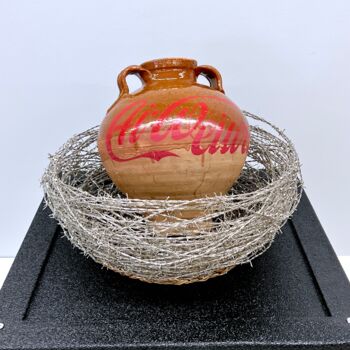 Scultura intitolato "Le Nid Ai Weiwei-3…" da Denis Defrancesco, Opera d'arte originale, Filo