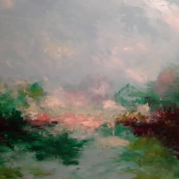 Painting titled "ILLUSION IN GREEN" by Edith Stütz, Original Artwork, Acrylic