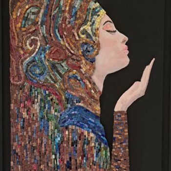Sculpture intitulée "BELLE DAME" par Agnès Couret, Œuvre d'art originale, Mosaïque Monté sur Châssis en bois