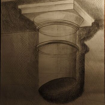 Tekening getiteld "Classical capital" door Yurii Kril, Origineel Kunstwerk, Potlood