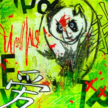 绘画 标题为“Go Panda” 由Eklektik Art, 原创艺术品, 丙烯 安装在木质担架架上