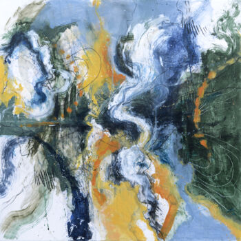 Painting titled "Territoire" by Benedicte Gele, Original Artwork, Acrylic Mounted on Wood Stretcher frame