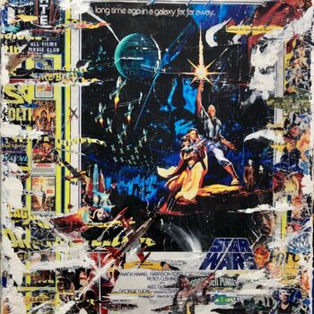 Ζωγραφική με τίτλο "STAR WARS BRAINWAVE…" από Yam Warpaint, Αυθεντικά έργα τέχνης, Κολάζ Τοποθετήθηκε στο Ξύλινο φορείο σκελ…