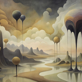Digital Arts με τίτλο "Surreal Terrain" από Miguel Bruzual, Αυθεντικά έργα τέχνης, Ψηφιακή ζωγραφική