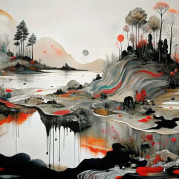 Digital Arts titled "Surreal Reflections" by Miguel Bruzual, Original Artwork, Digital Painting