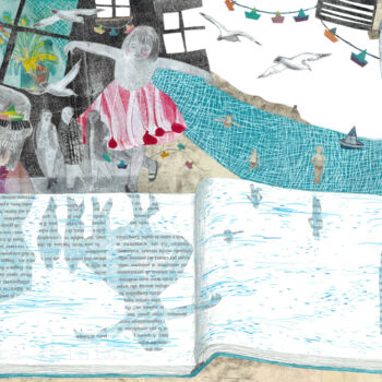 拼贴 标题为“Un mare di storie” 由Chiara Criniti, 原创艺术品, 丙烯